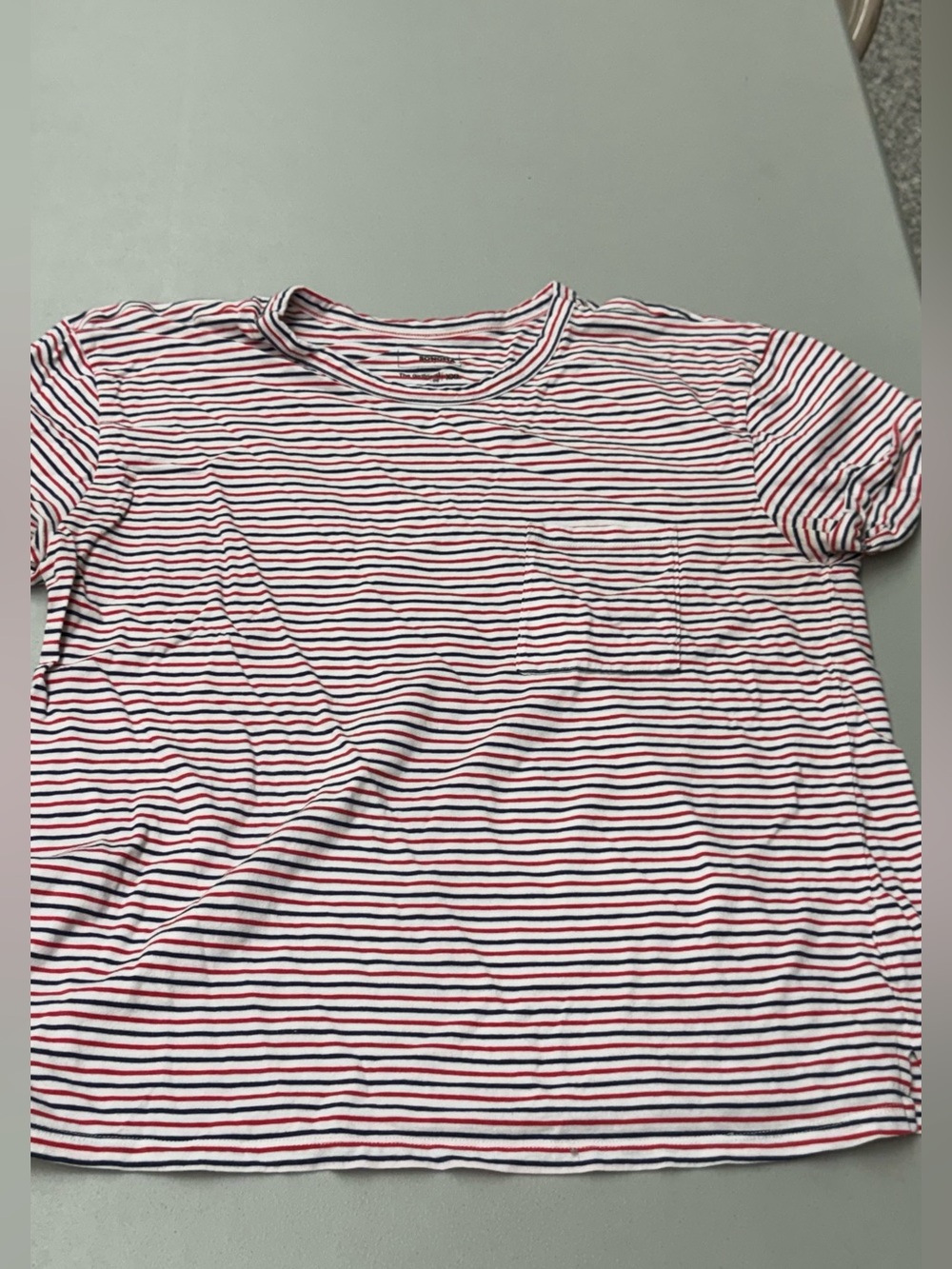 Sonoma Red White and Navy Blue Striped Short Sleeve Plus Size Girlfriend Tee
